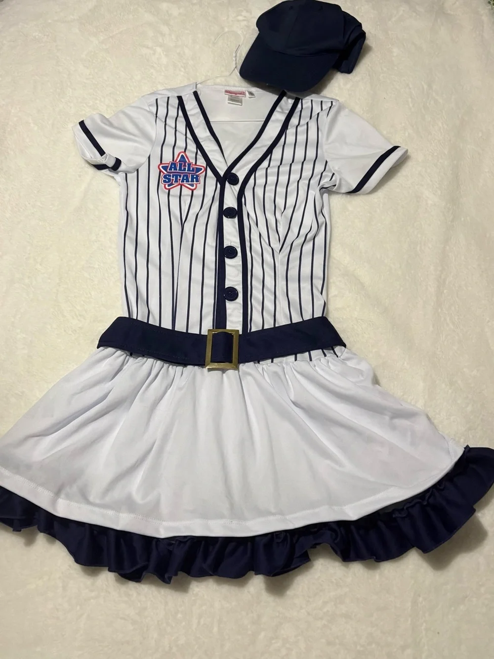 Dreamgirl White & Navy All-Star Baseball Dress Costume